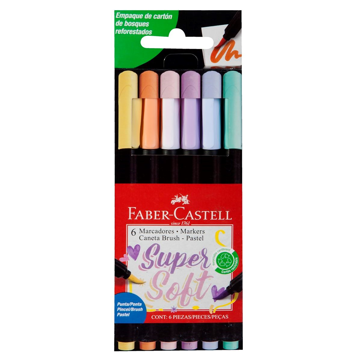 Marcadores Super Suaves Tonos Pastel con 6 piezas image number null