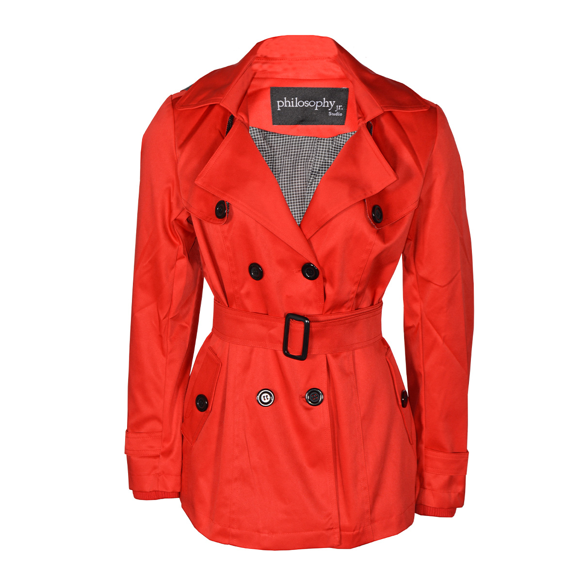 Gabardina Lisa con Cinturón y Capucha Philosophy Talla Grande para Mujer image number null