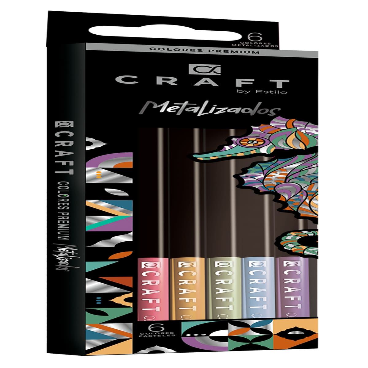 6 Colores Premium Metalizados Craft Lápices Triangulares image number null
