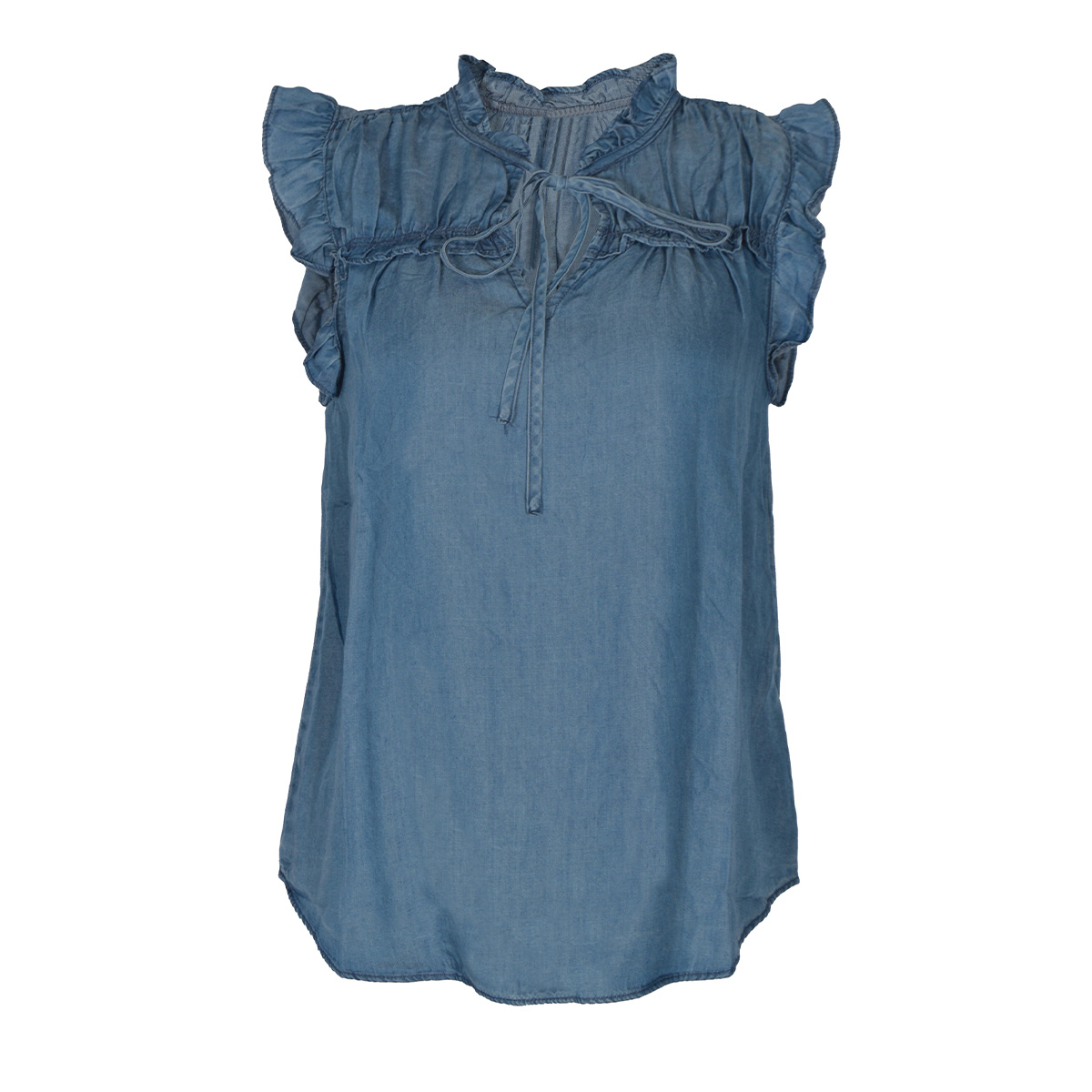 Blusa con escarolas Philosophy color azul talla chica para Mujer image number null
