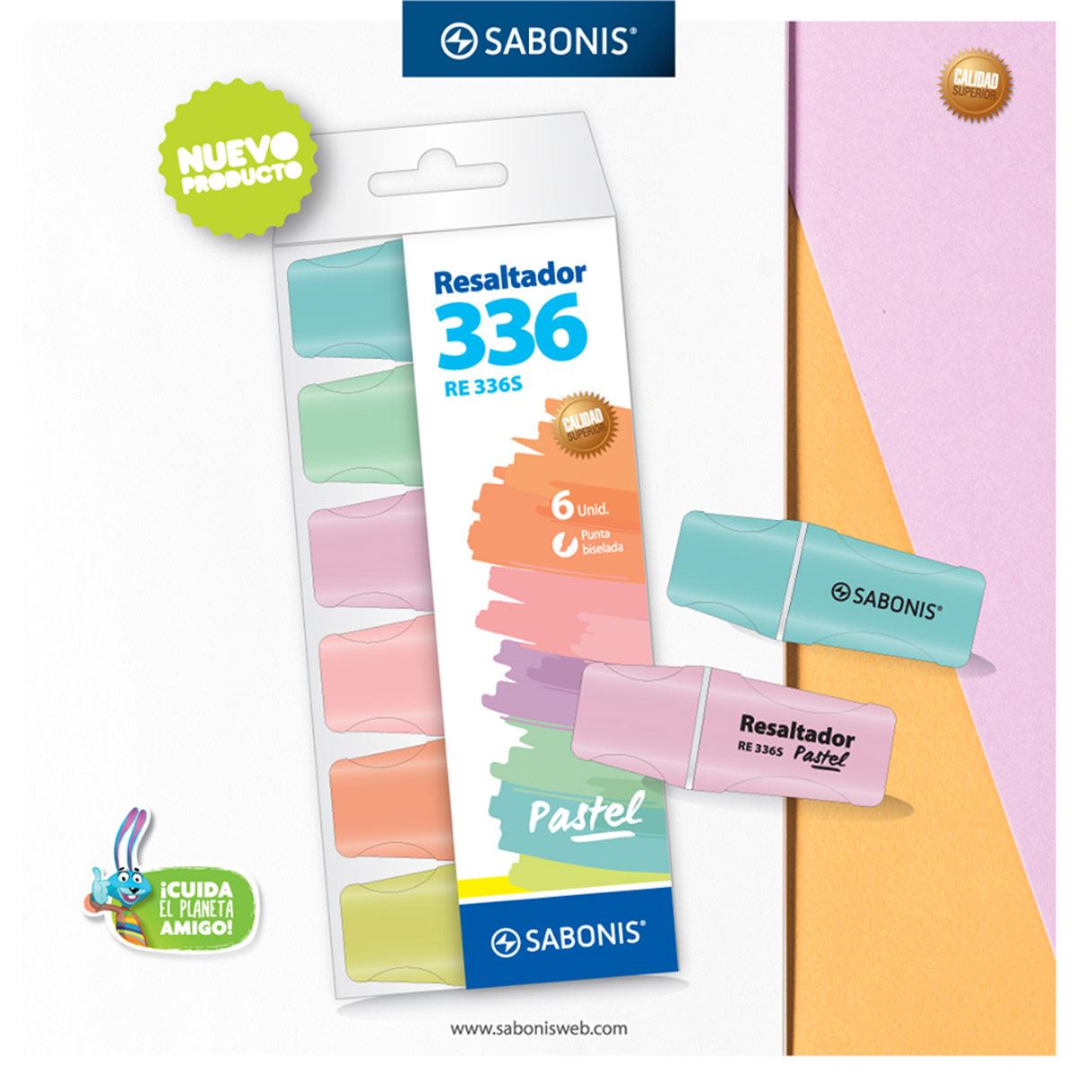 Mini Resaltador pastel. Set 6 colores Sabonis image number null