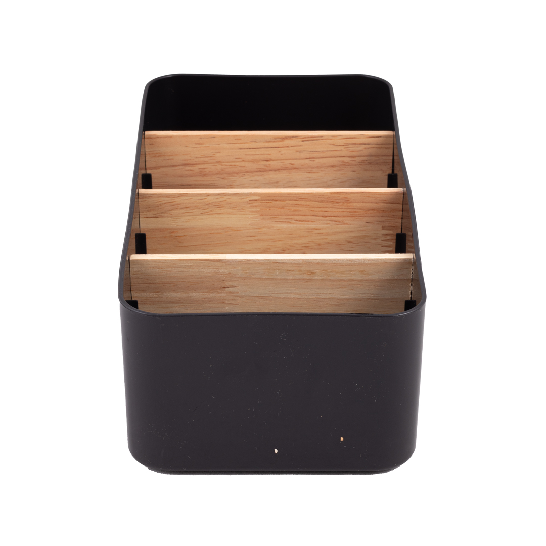 Home Nature Organizador multiusos de pl&aacute;stico con 4 divisiones de madera image number null