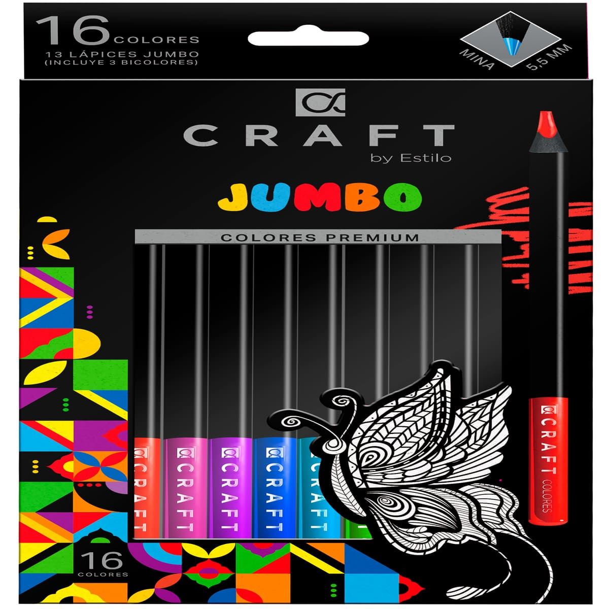 Colores Jumbo Premium Craft 13 L&aacute;pices Jumbo + Sacapuntas image number null