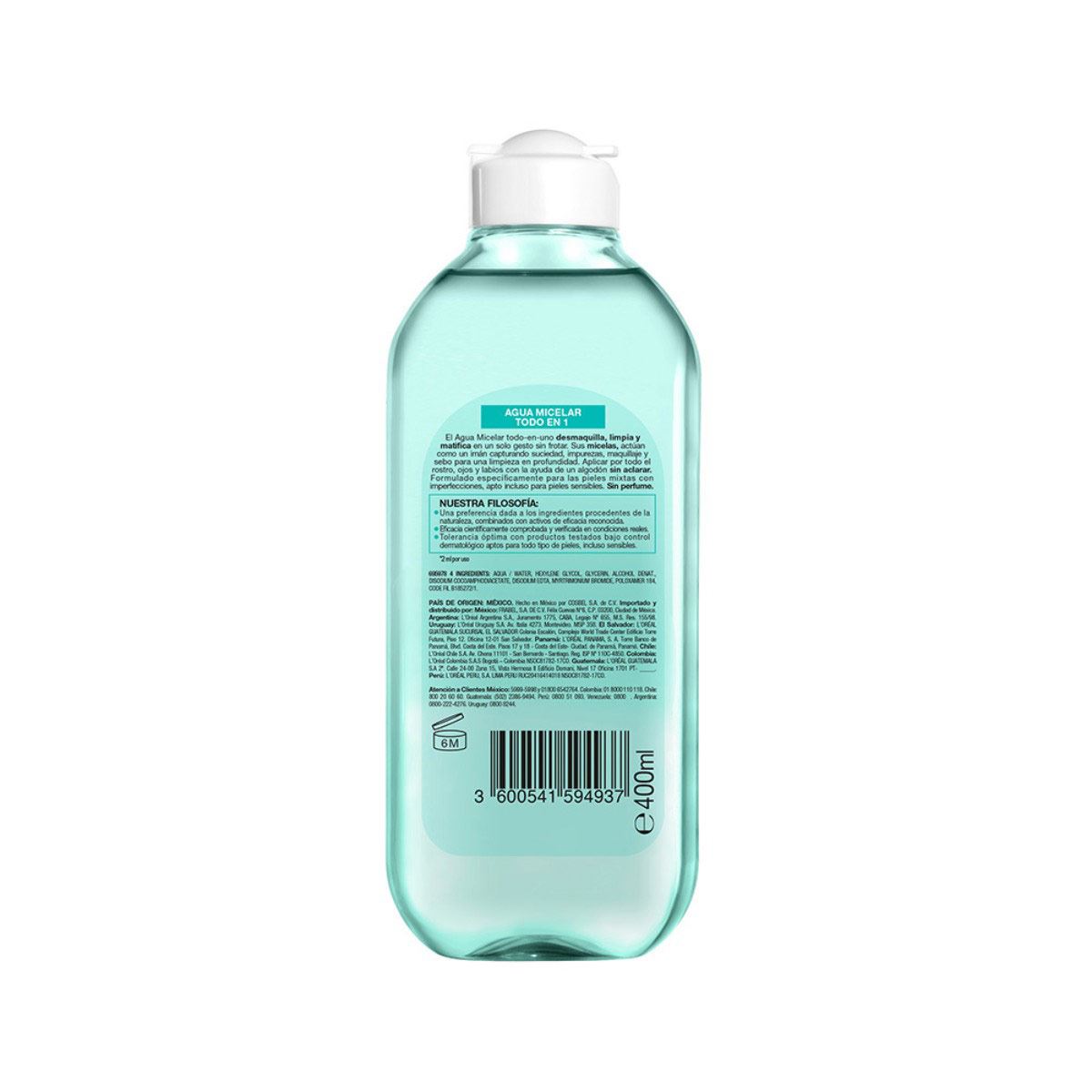 Agua Micelar Desmaquillante Piel Mixta a Grasa Pureactive Garnier 400 ml image number null