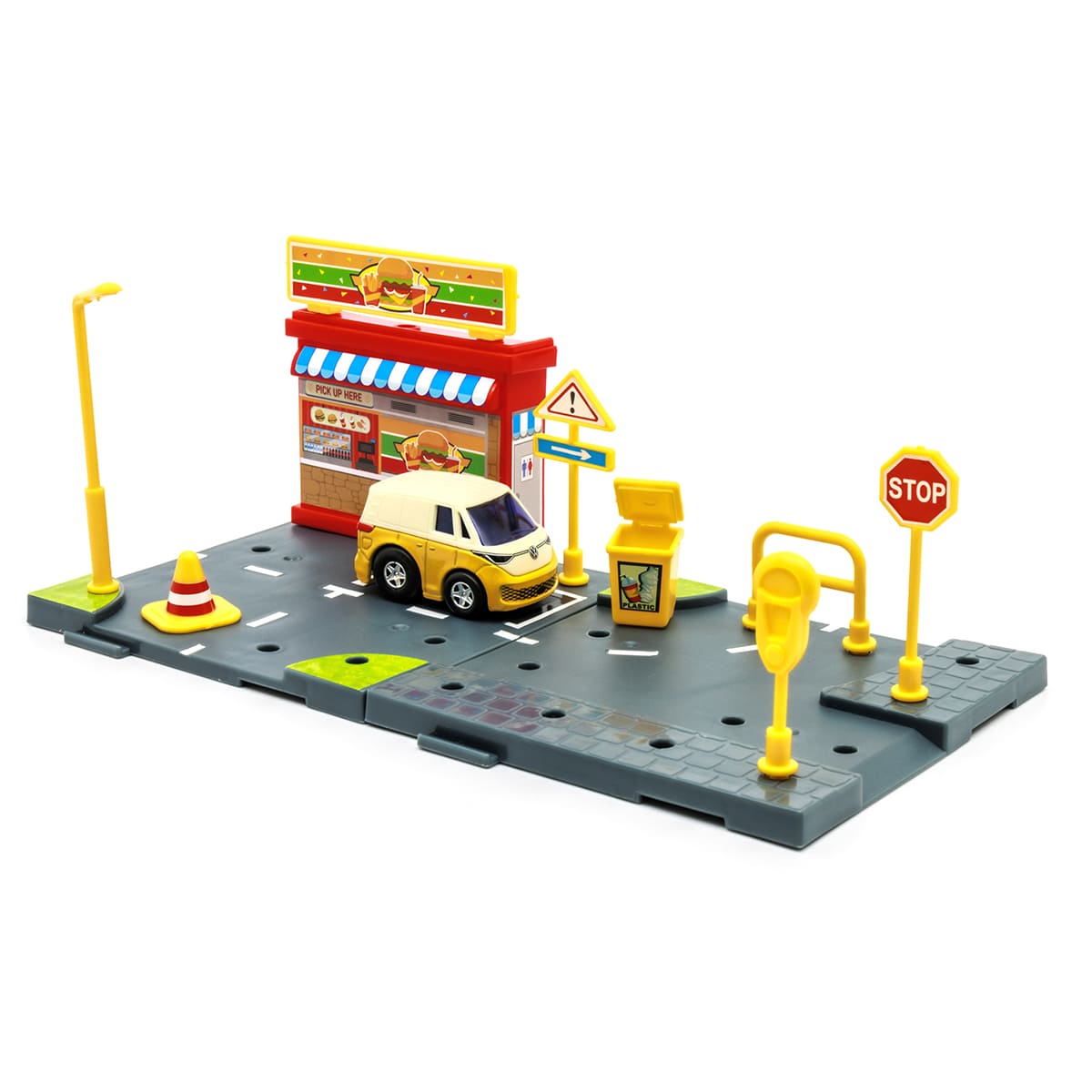 Set Armable WELLY de Estación de Comida Rápida con Vehículo a Escala Volkswagen ID Buzz image number null
