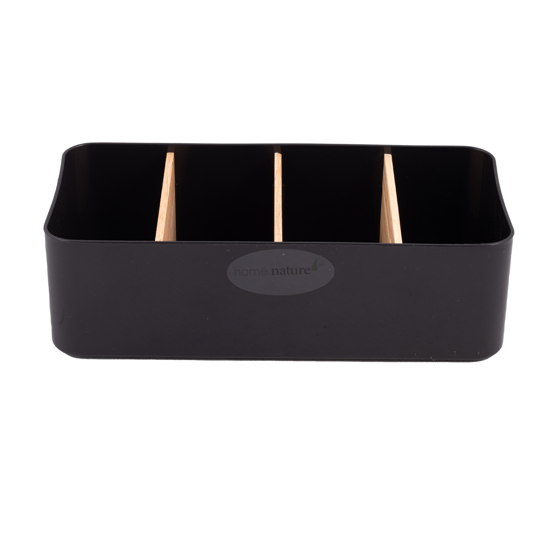 Home Nature Organizador multiusos de pl&aacute;stico con 4 divisiones de madera image number null