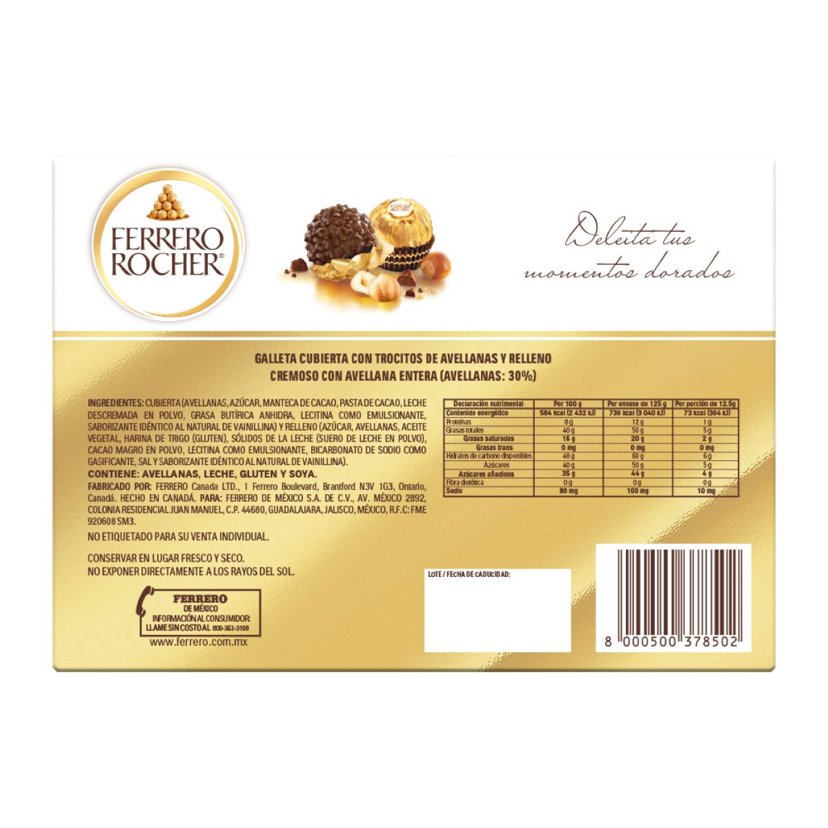 Caja de Chocolates Ferrero Rocher con 10 Piezas 125gr image number null