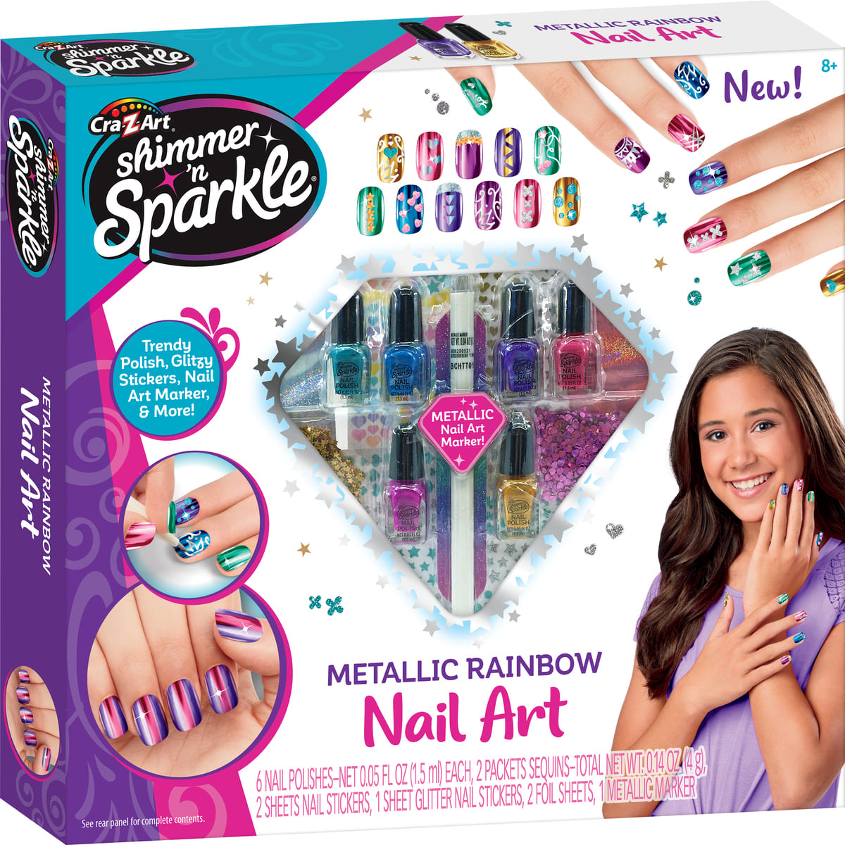Shimmer And Sparkle Metallic Rainbow Nail Art Ruz image number null