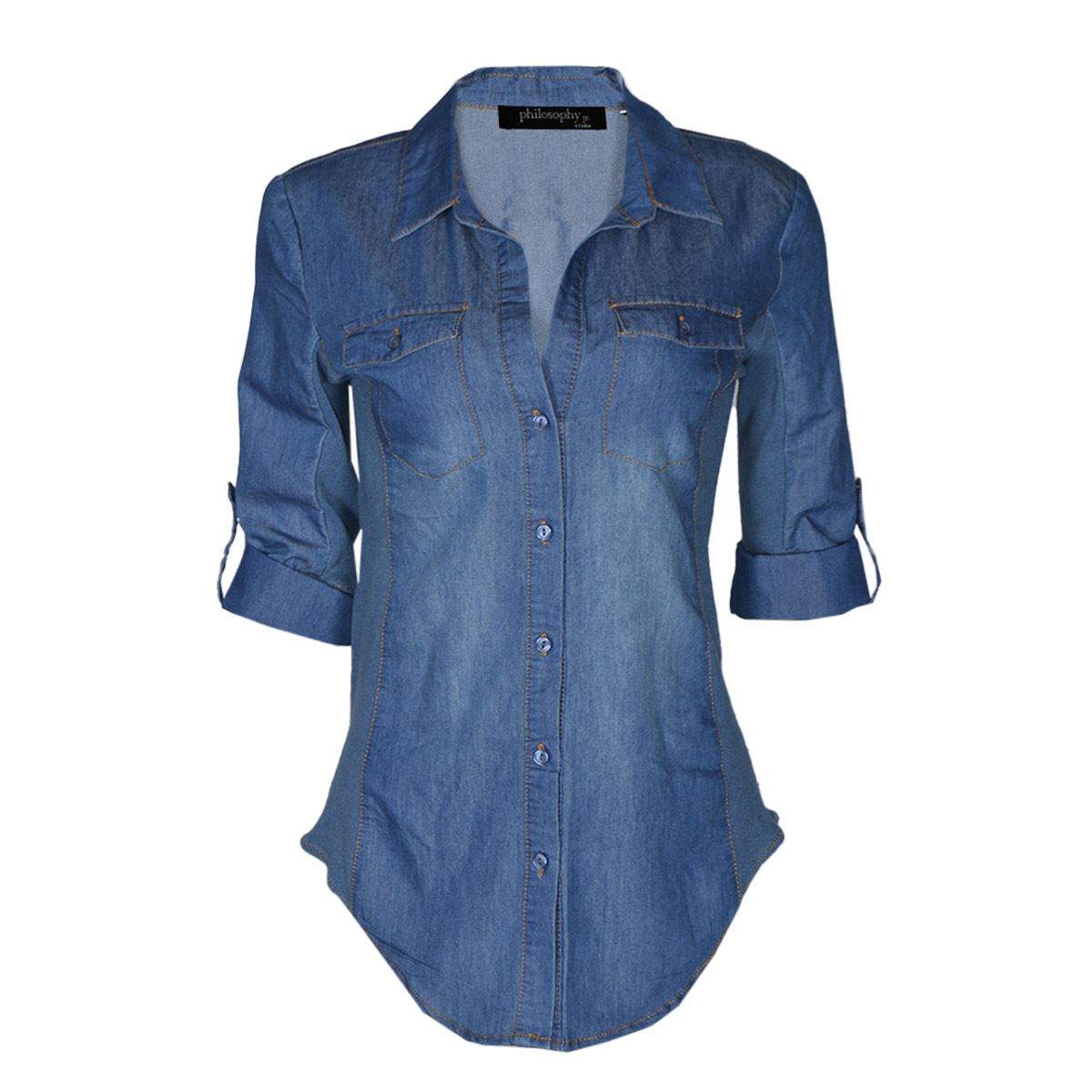 Blusa lisa con elevación en manga para mujer Philosophy   Talla Grande image number null