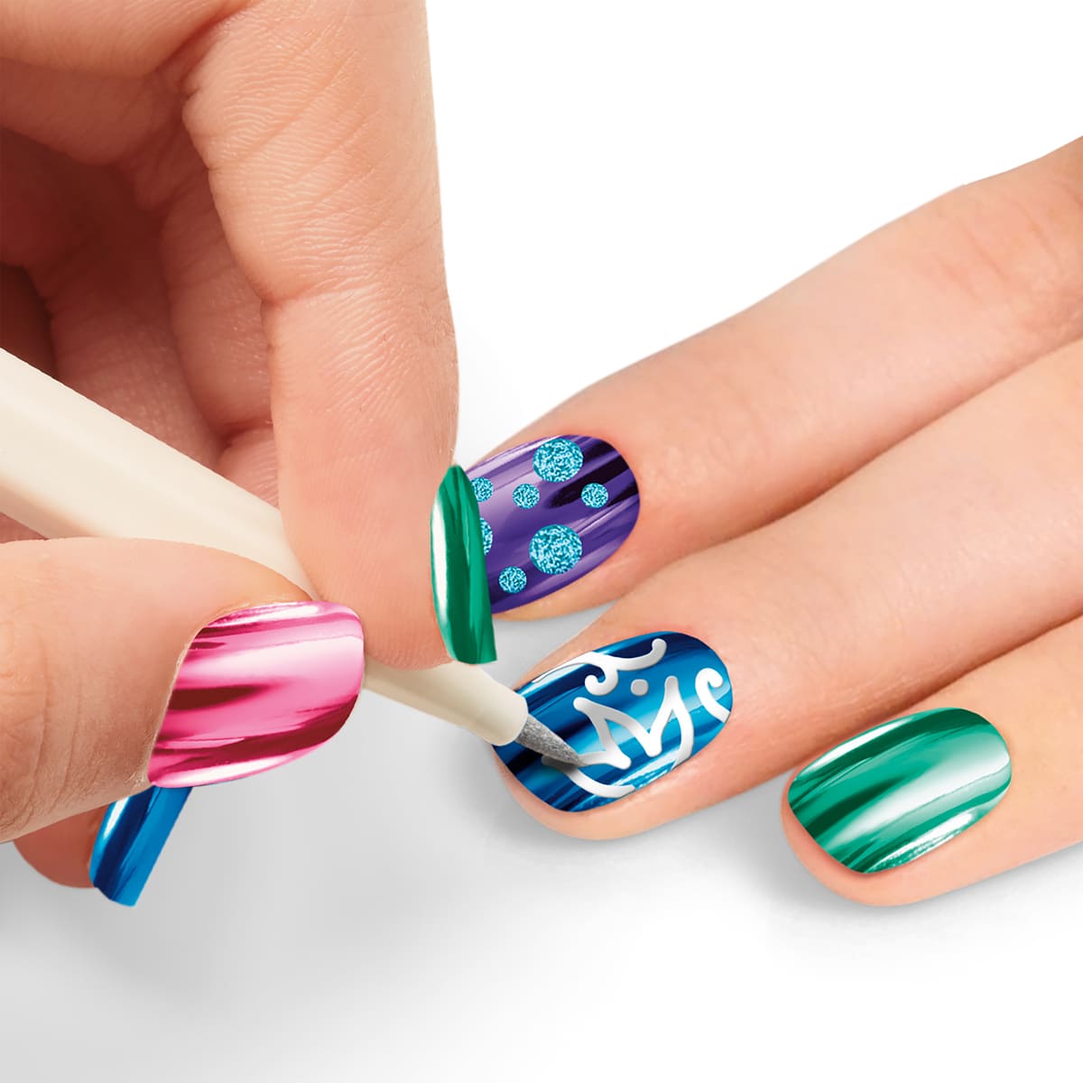 Shimmer And Sparkle Metallic Rainbow Nail Art Ruz image number null