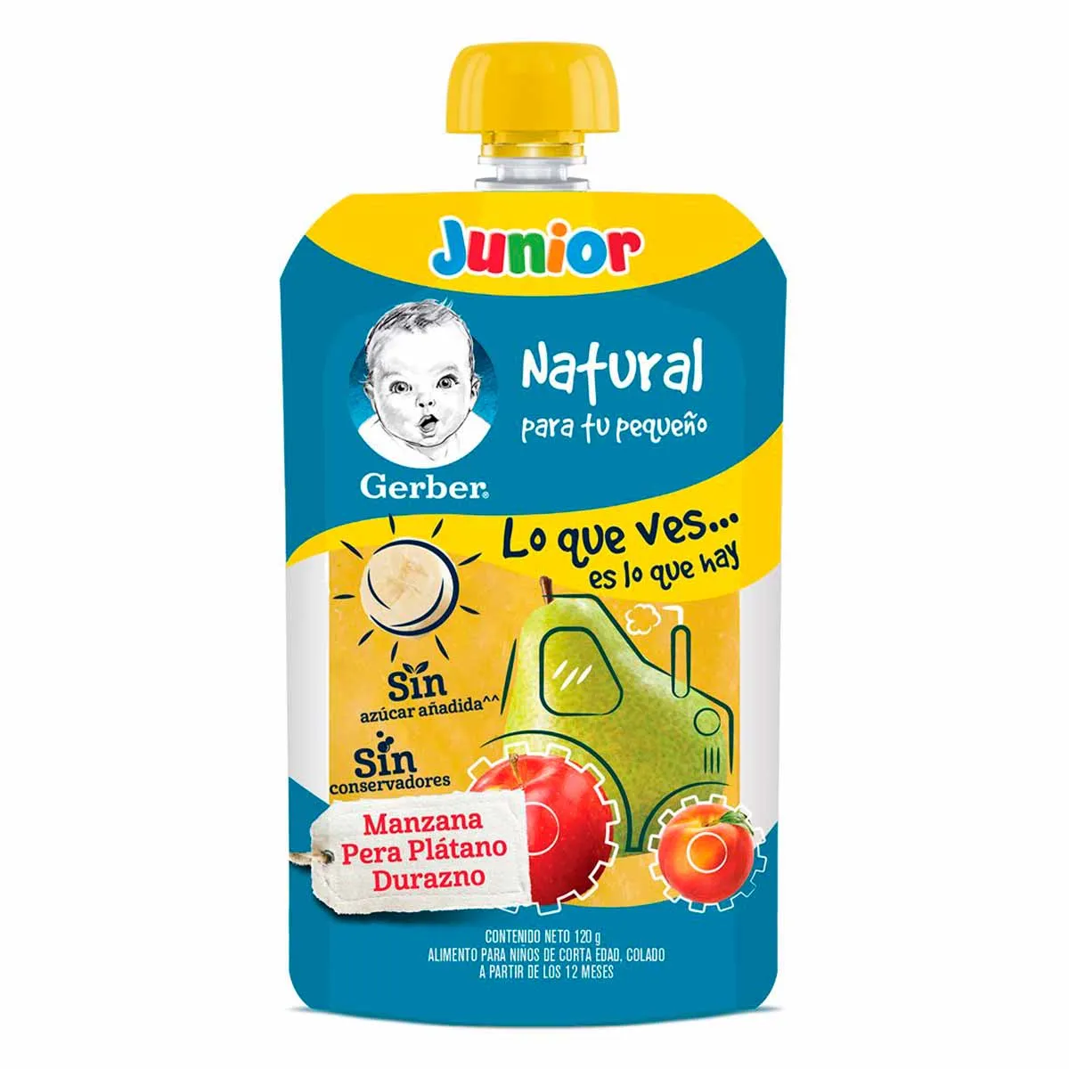 Flexipack Jr Manzana Pera Plátano Durazno 120 G Gerber image number null
