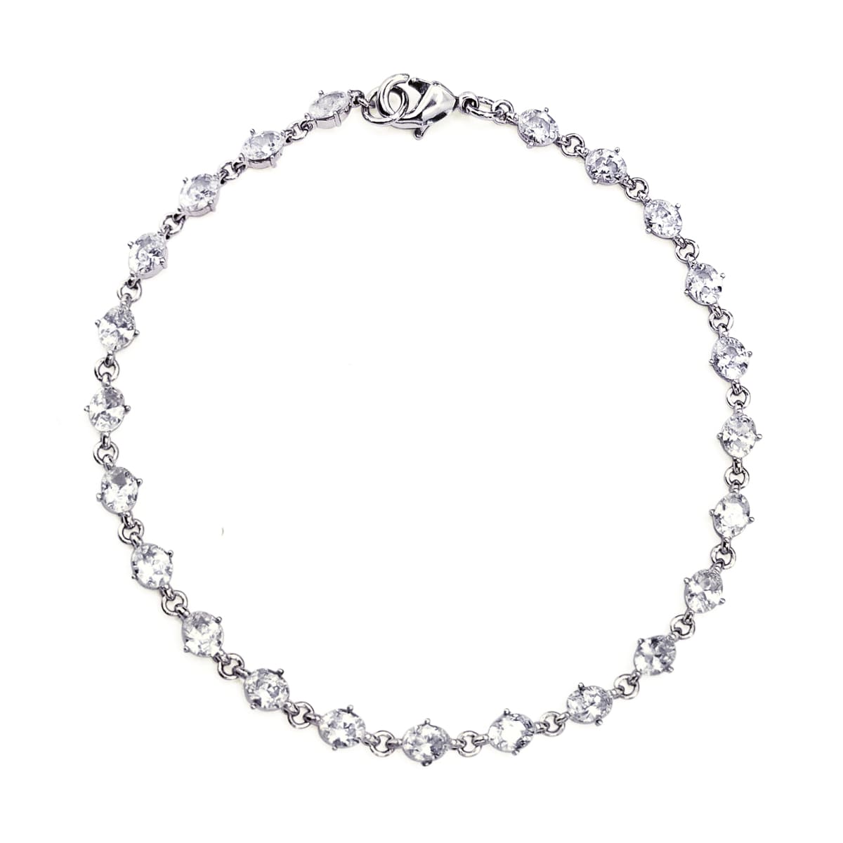 Pulsera Circonia Corte Oval Color Cristal Acabado Rodio Carr&eacute; image number null