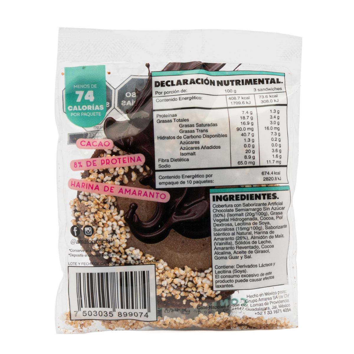 Oblea Rellena Sabor Chocolate con Leche Amarea image number null