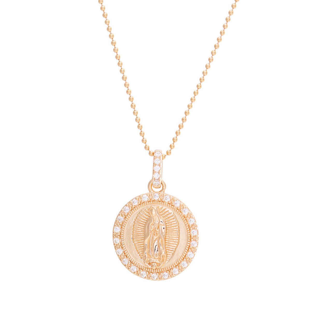 Medalla Virgen de Guadalupe marco de circonias dorada image number null