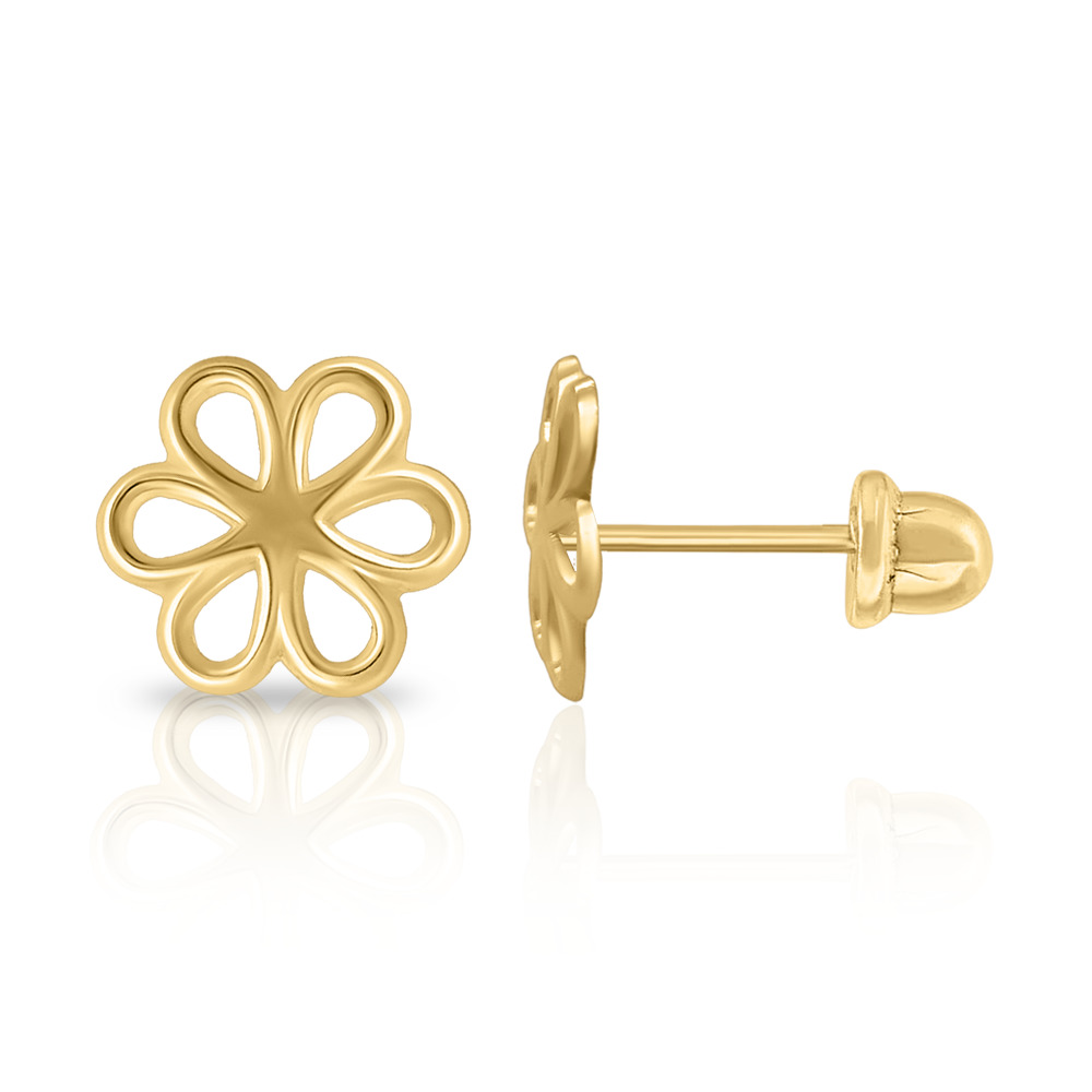 Broquel Flor 6 P&eacute;talos Oro 14K Brokellum image number null