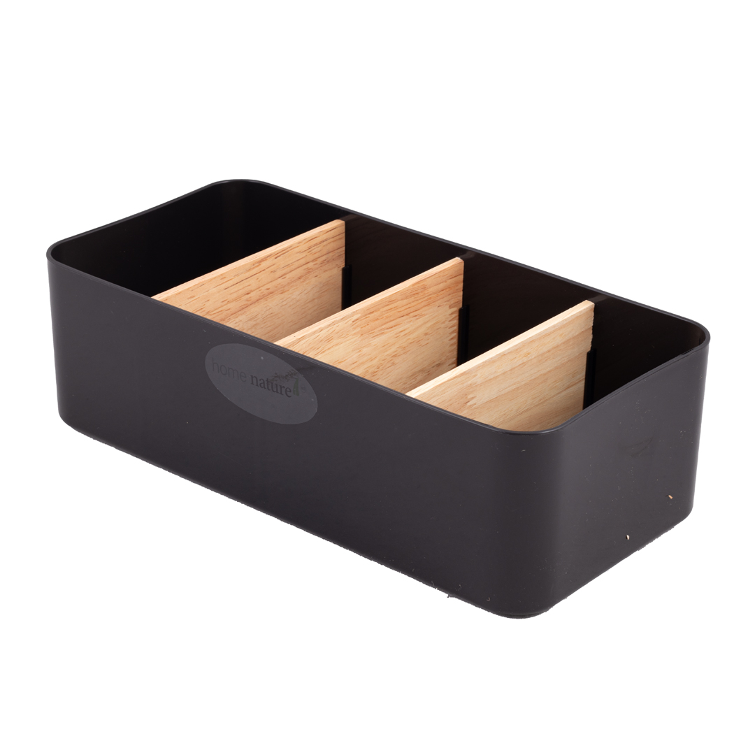 Home Nature Organizador multiusos de pl&aacute;stico con 4 divisiones de madera image number null