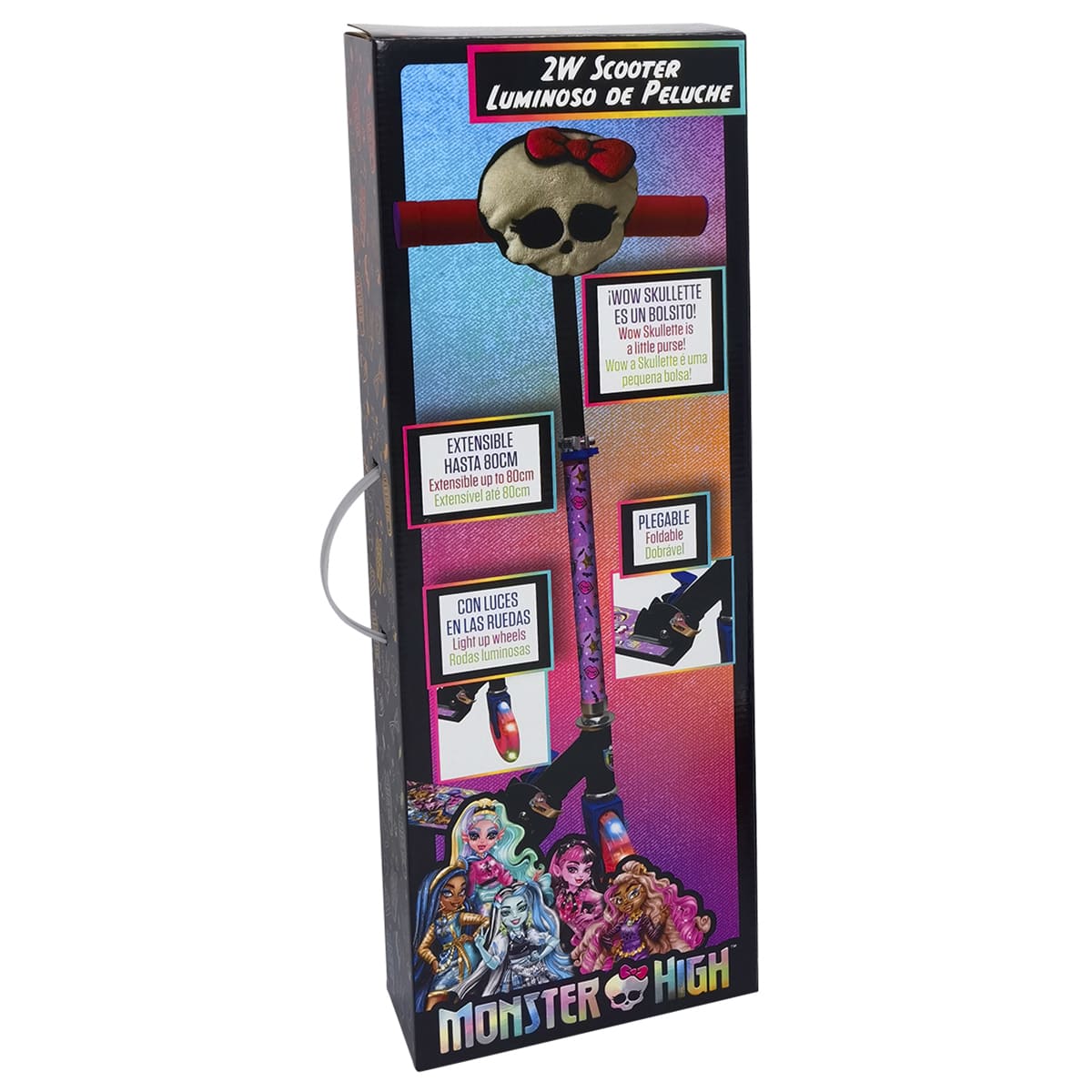 2W Scooter Luminoso de Peluche Monster High ¡Wow Skullete es un Bolsito! image number null