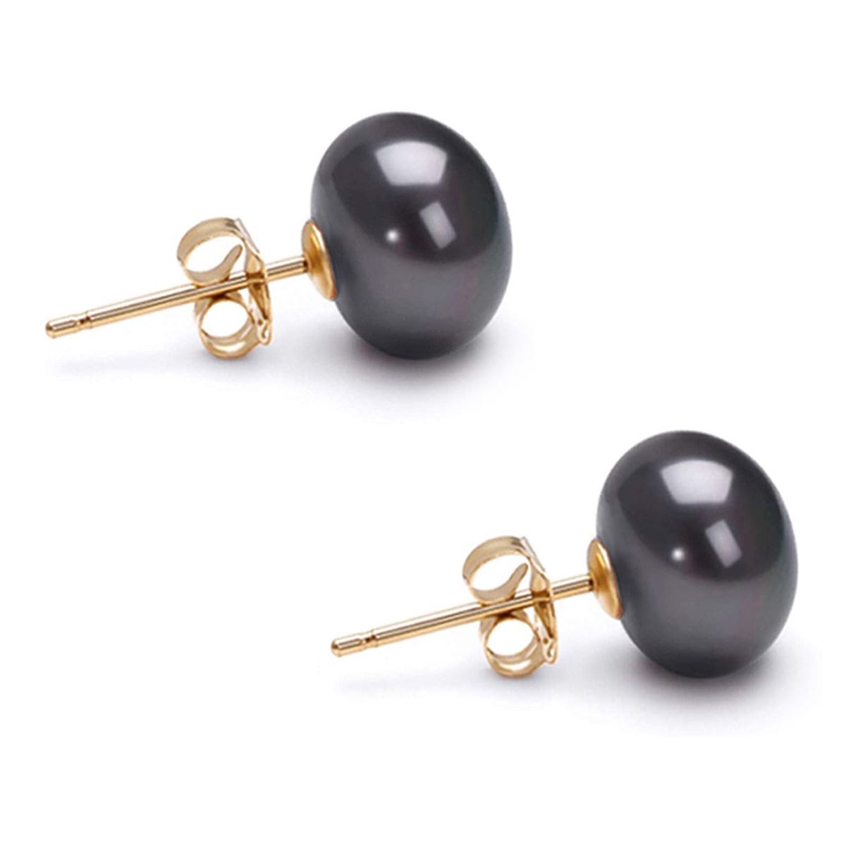 Aretes C&C 8mm Perlas Cultivadas Negro-Oro image number null