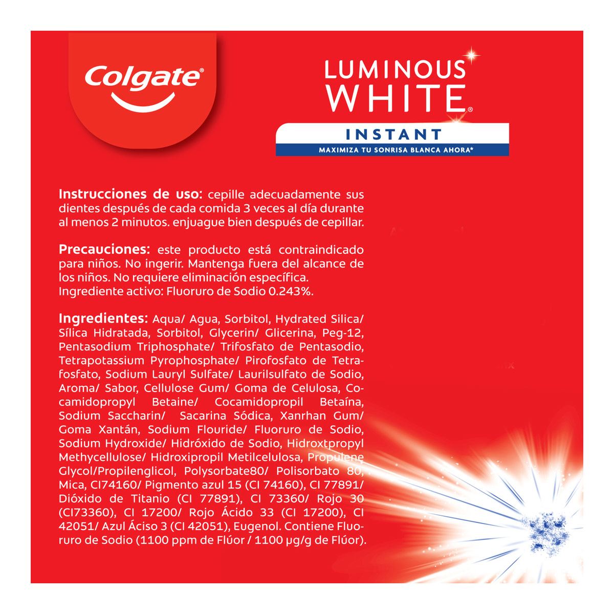 Colgate Luminous white Instant 66 ml image number null