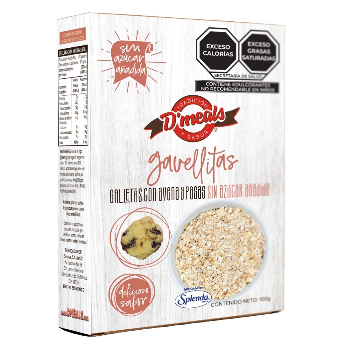 Gavellitas Galletas Avena con Pasas s/a 100 g D'meals image number null