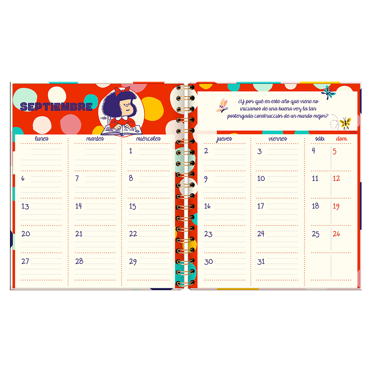 Agenda Diaria con Espiral 2025 Mafalda Premium Paper image number null