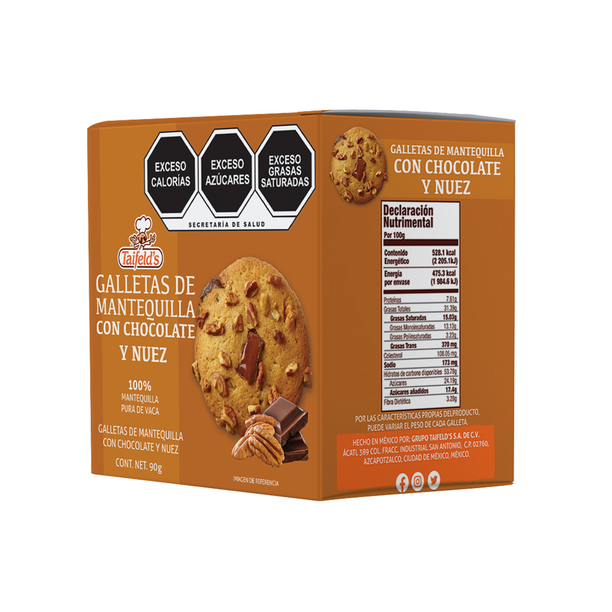 Galletas de Mantequilla con Chocolate y Nuez 90 g Taifeld&acute;s image number null