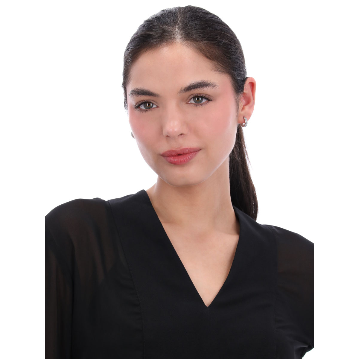 Aretes Plateados Círculo Huggies DKNY image number null
