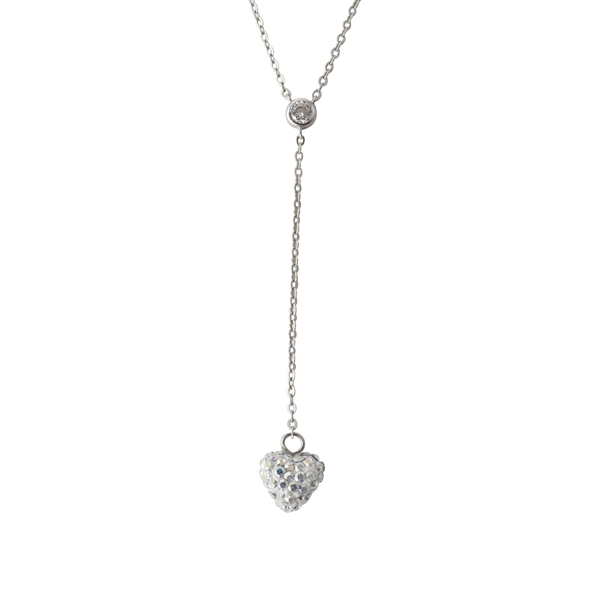 Dije Cadena Plata .925 con Corazón Shambala Pavé Cristal Acabado Rodio Westies Plata image number null
