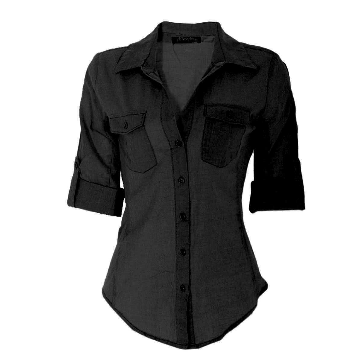 Blusa lisa con elevación en manga para mujer Philosophy Talla Chica image number null