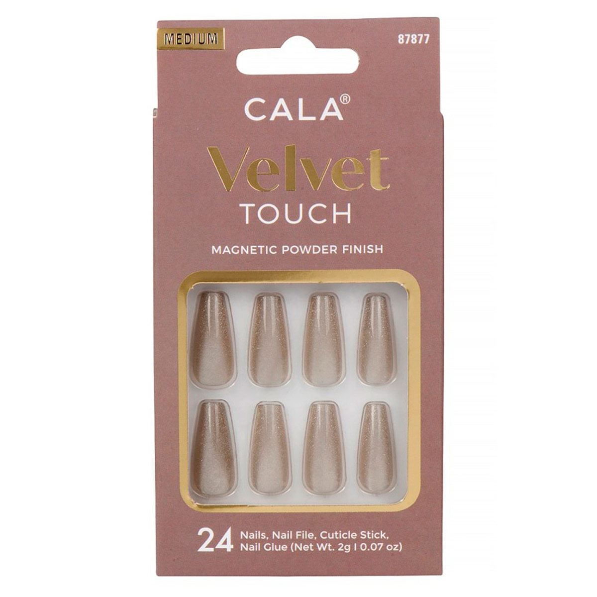 Kit U&ntilde;as Postizas Velvet Medium Coffin Sage Cateye 24 piezas image number null